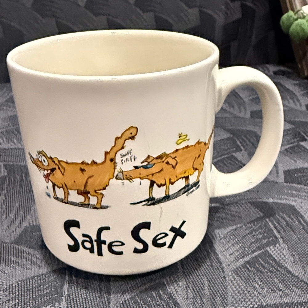 Collectors Novelty VTG 1989 'Safe Sex' Cartoon Mug John Lamb
